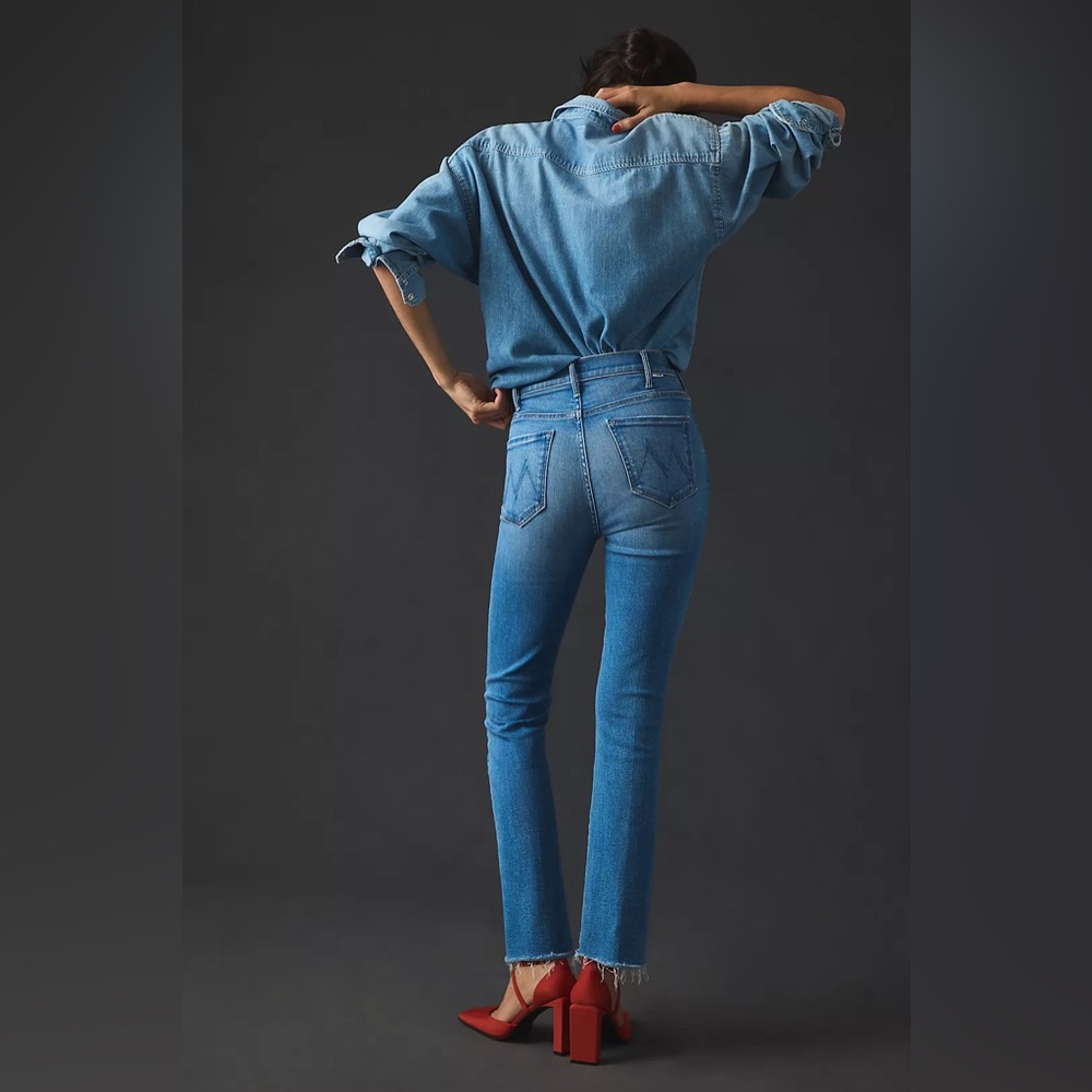 New MOTHER The Hustler High-Rise Ankle Fray Jeans in Layover!!🔥🔥🔥 - Picture 4 of 16